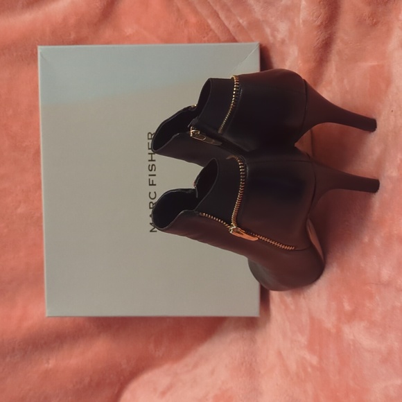 Marc Fisher Black Leather Peep Toe Bootie - Picture 5 of 8